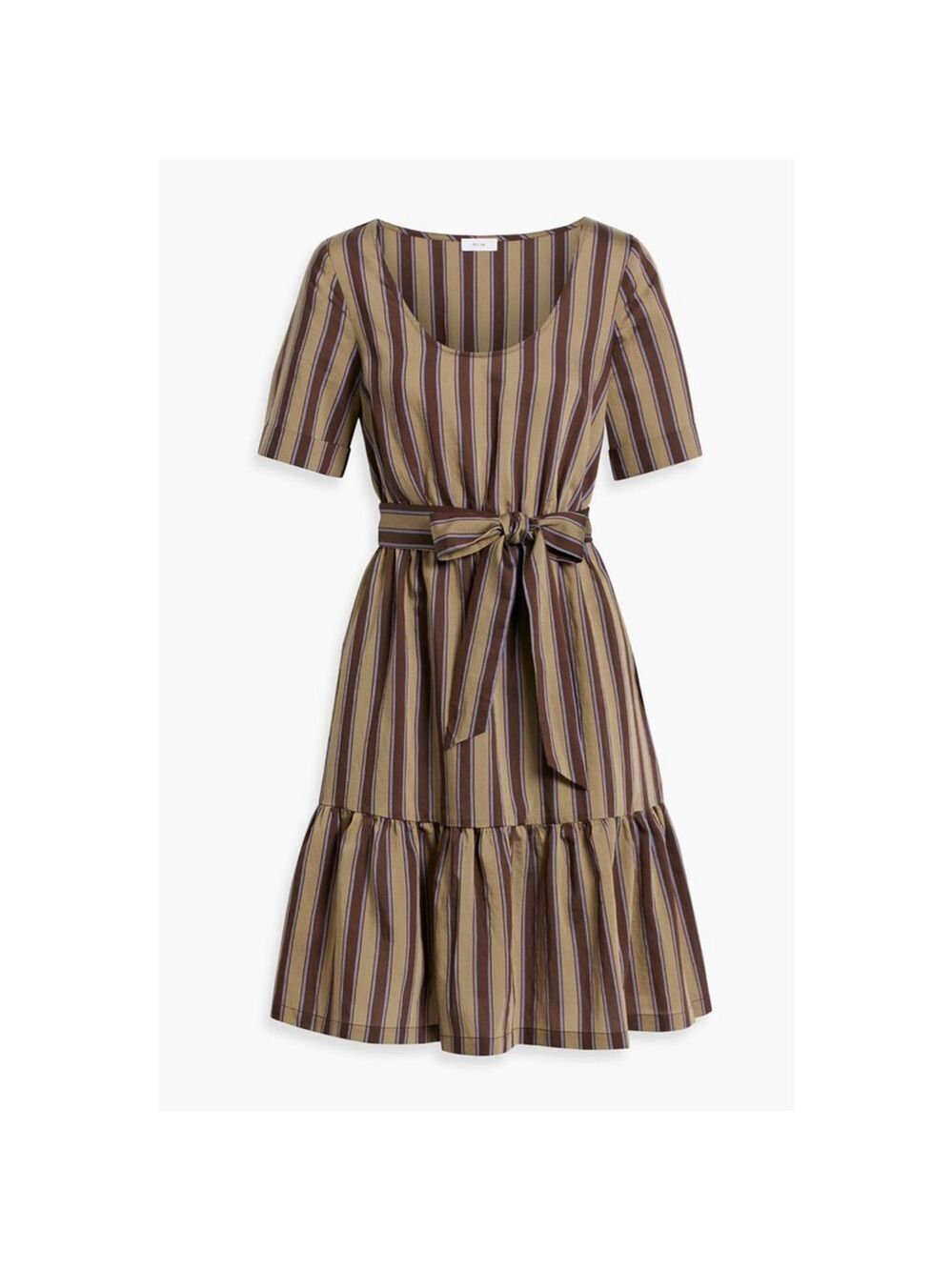 Women's Iris & Ink Striped Tiered Mini Dress in Brown and Beige, Size 4
